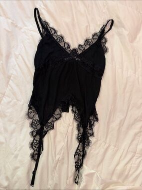 Fashion Nova Black Lace Trim Tank